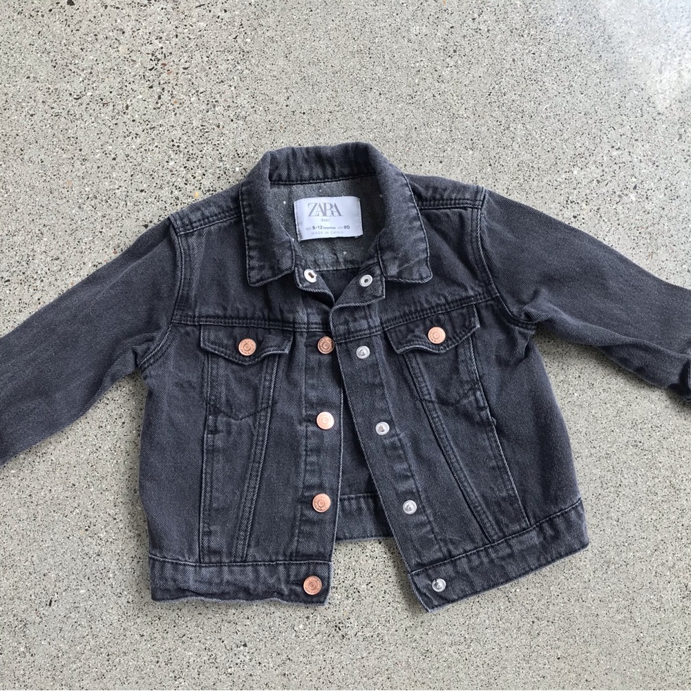 Zara Black Jean Jacket Classic Denim Style